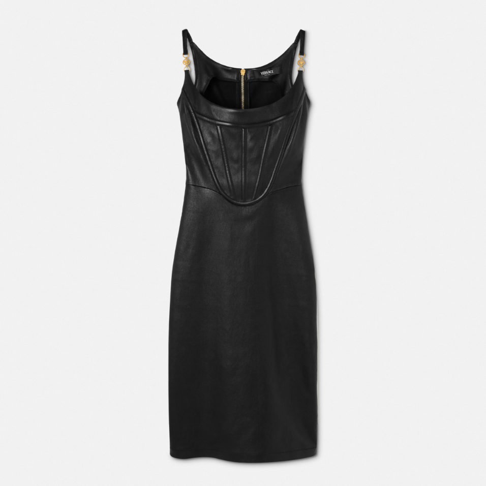 Medusa '95 Corset Leather Midi Dress