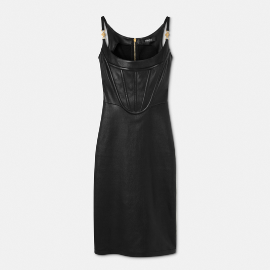 Medusa '95 Corset Leather Midi Dress
