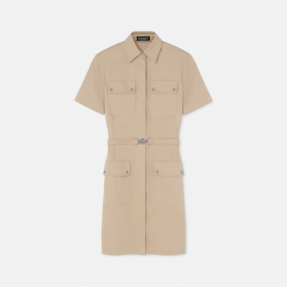 Cargo Gabardine Mini Shirt Dress