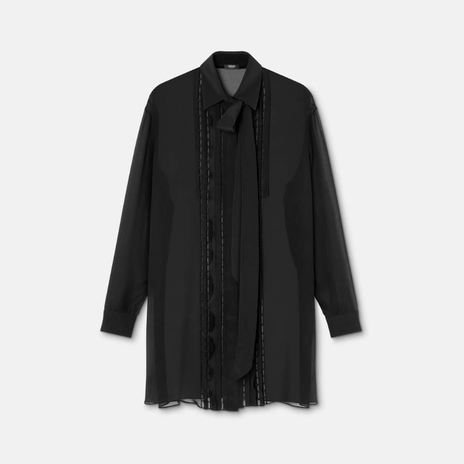 Silk Georgette Lavallière Long Shirt