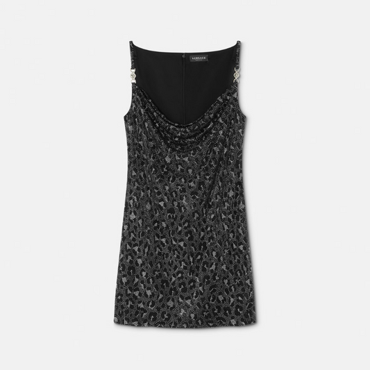 Crystal Leopard Slip Mini Dress