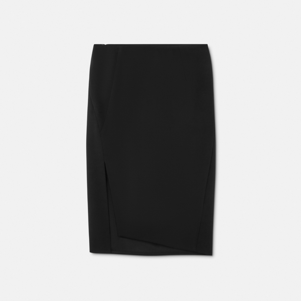 Wool-Blend Slit Pencil Skirt