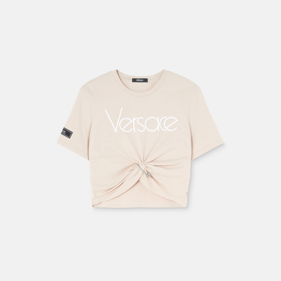 Safety Pin Crop Logo T-Shirt