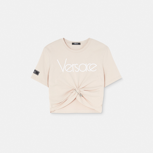 Safety Pin Crop Logo T-Shirt
