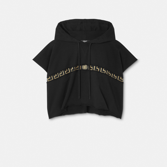 Greca Border Gym Crop Hoodie