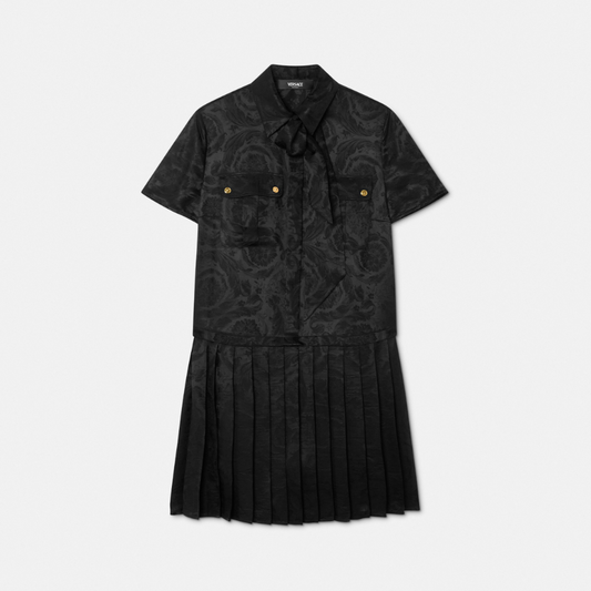 Barocco Lavallière Pleated Mini Dress