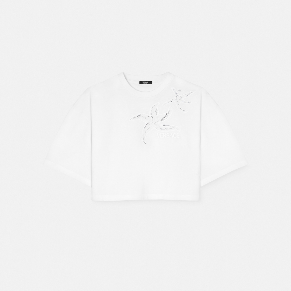 Embroidered Crop Boxy T-Shirt
