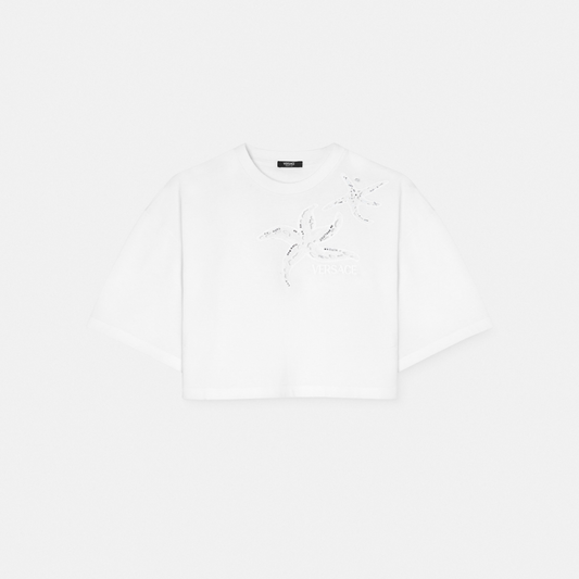Embroidered Crop Boxy T-Shirt