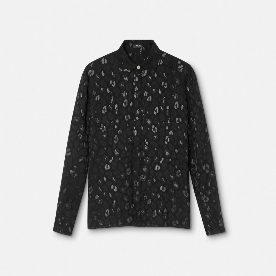 Leopard Jacquard Satin Shirt