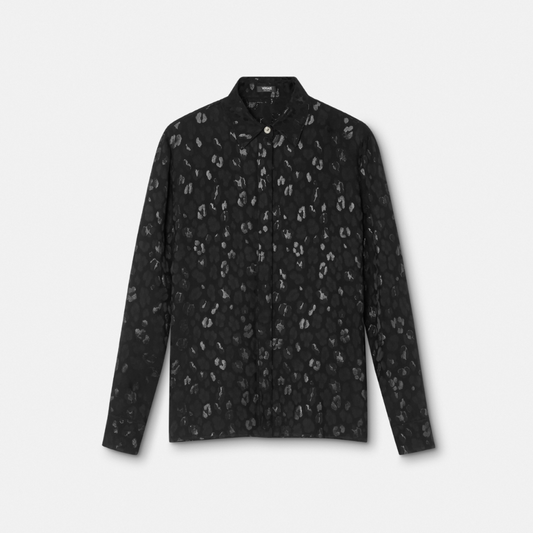 Leopard Jacquard Satin Shirt