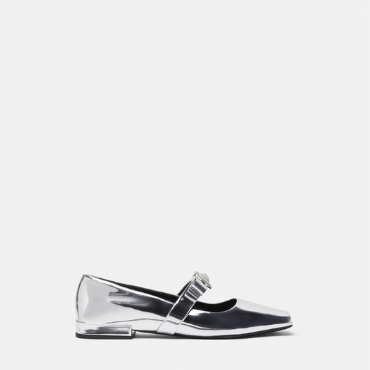 Gianni Ribbon Open Metallic Ballerinas