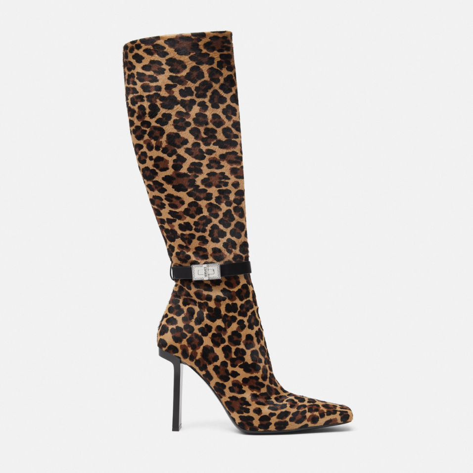 Leopard Slice Knee-High Boots 105 mm