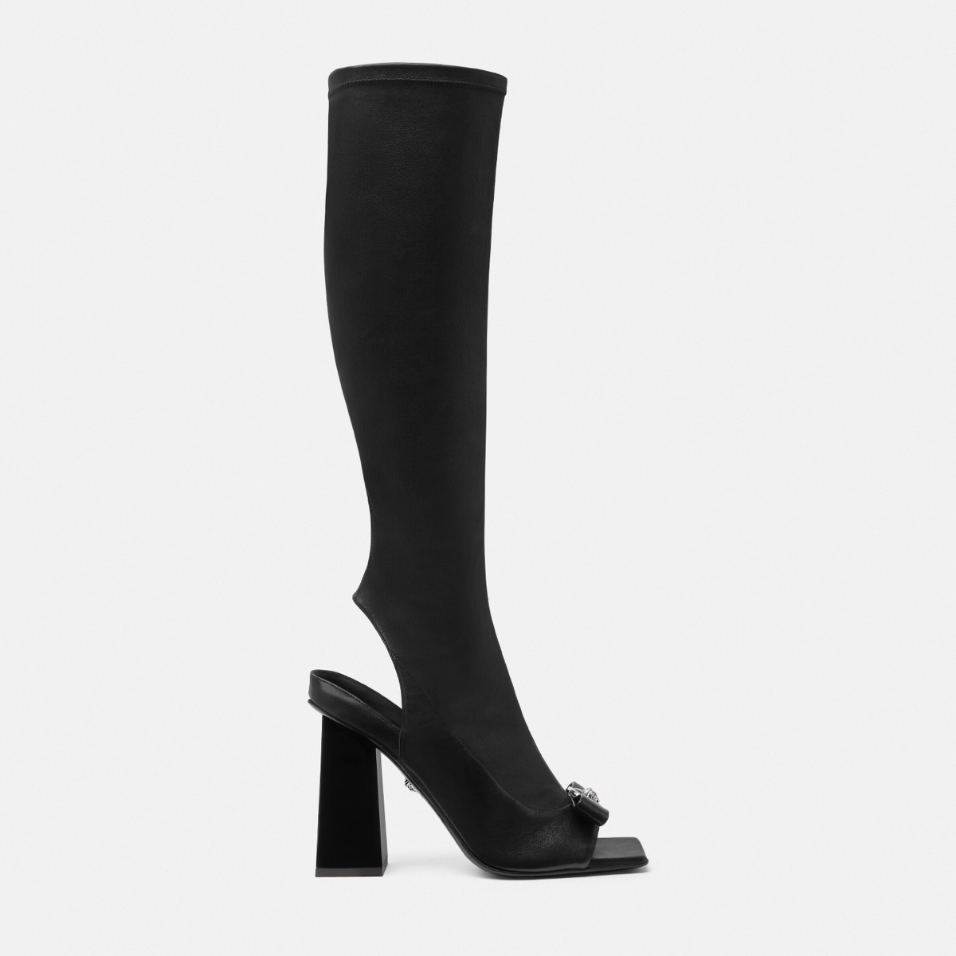 Gianni Ribbon Open Knee-High Boots 105 mm
