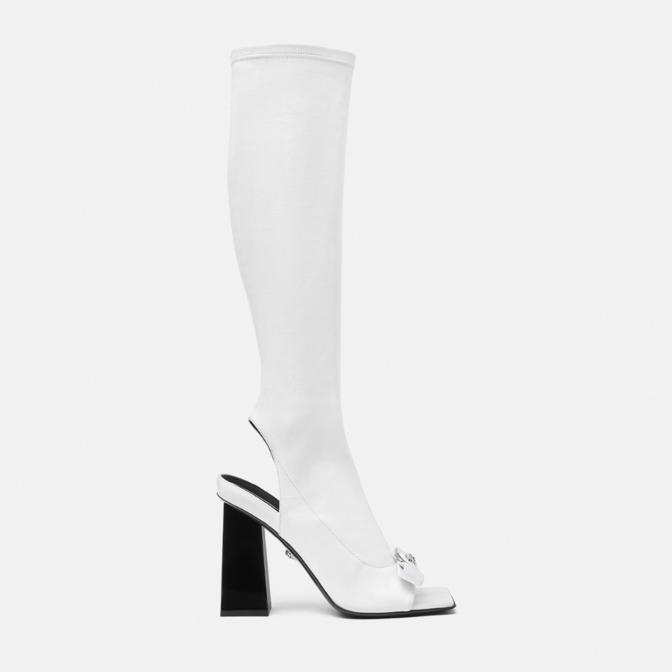 Gianni Ribbon Open Knee-High Boots 105 mm