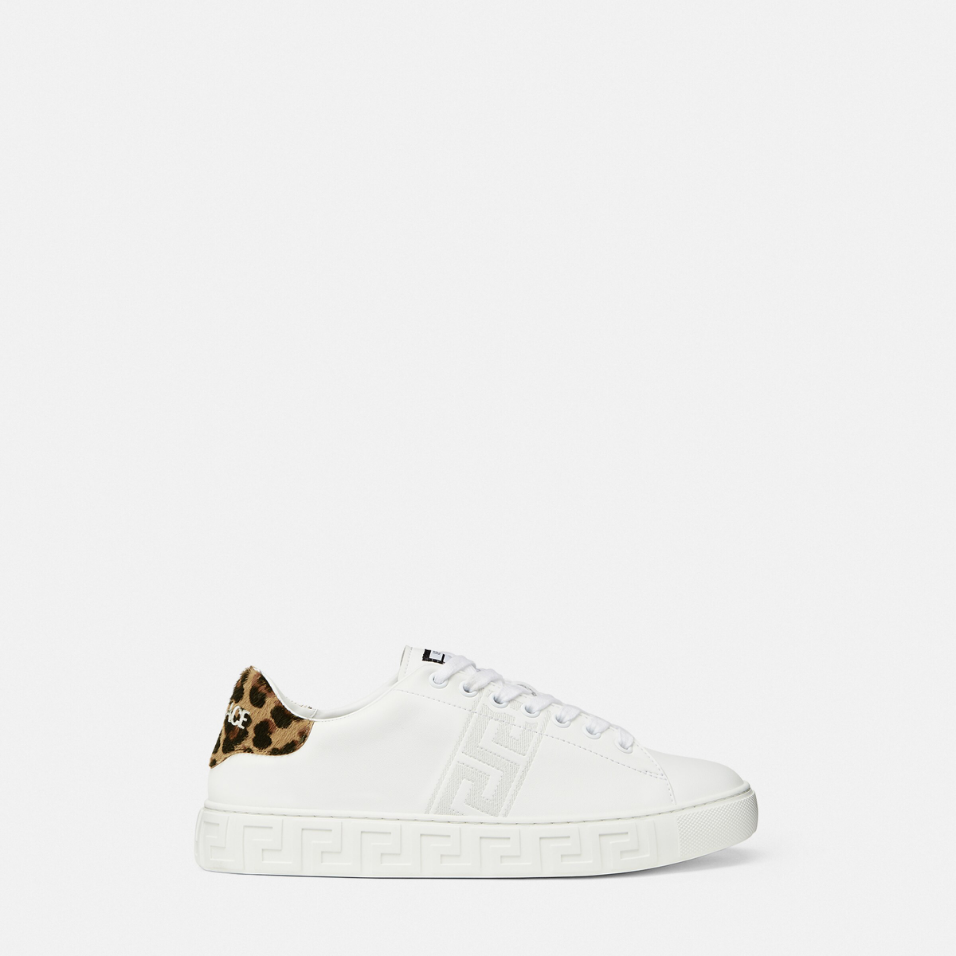 Leopard Embroidered Greca Trainers