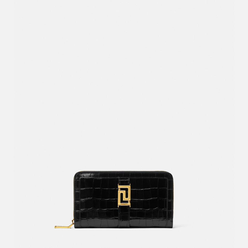 Croc-Effect Greca Goddess Long Wallet