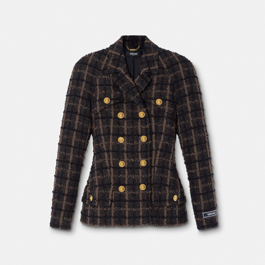 Bouclé Tweed Fitted Raglan Blazer