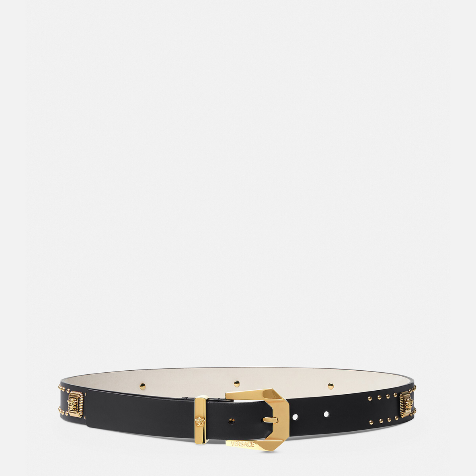 Medusa Heritage Studded Leather Belt 3 cm