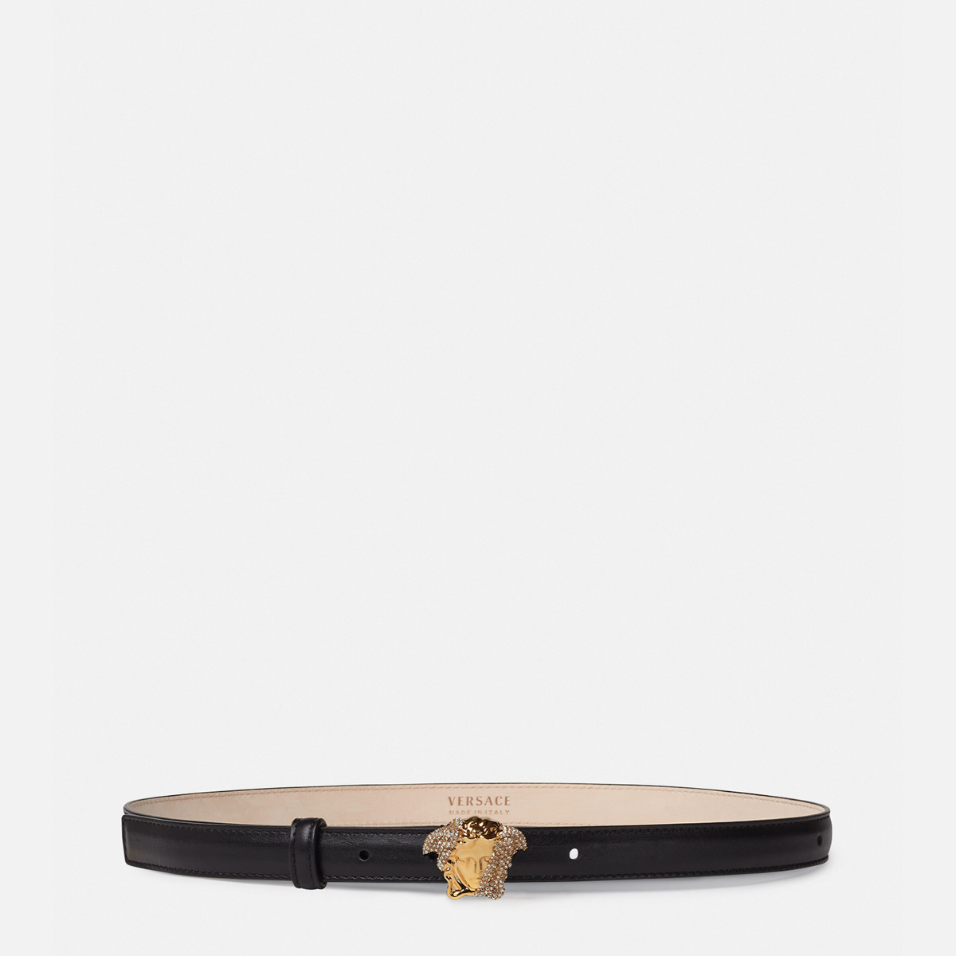 Crystal La Medusa Thin Leather Belt