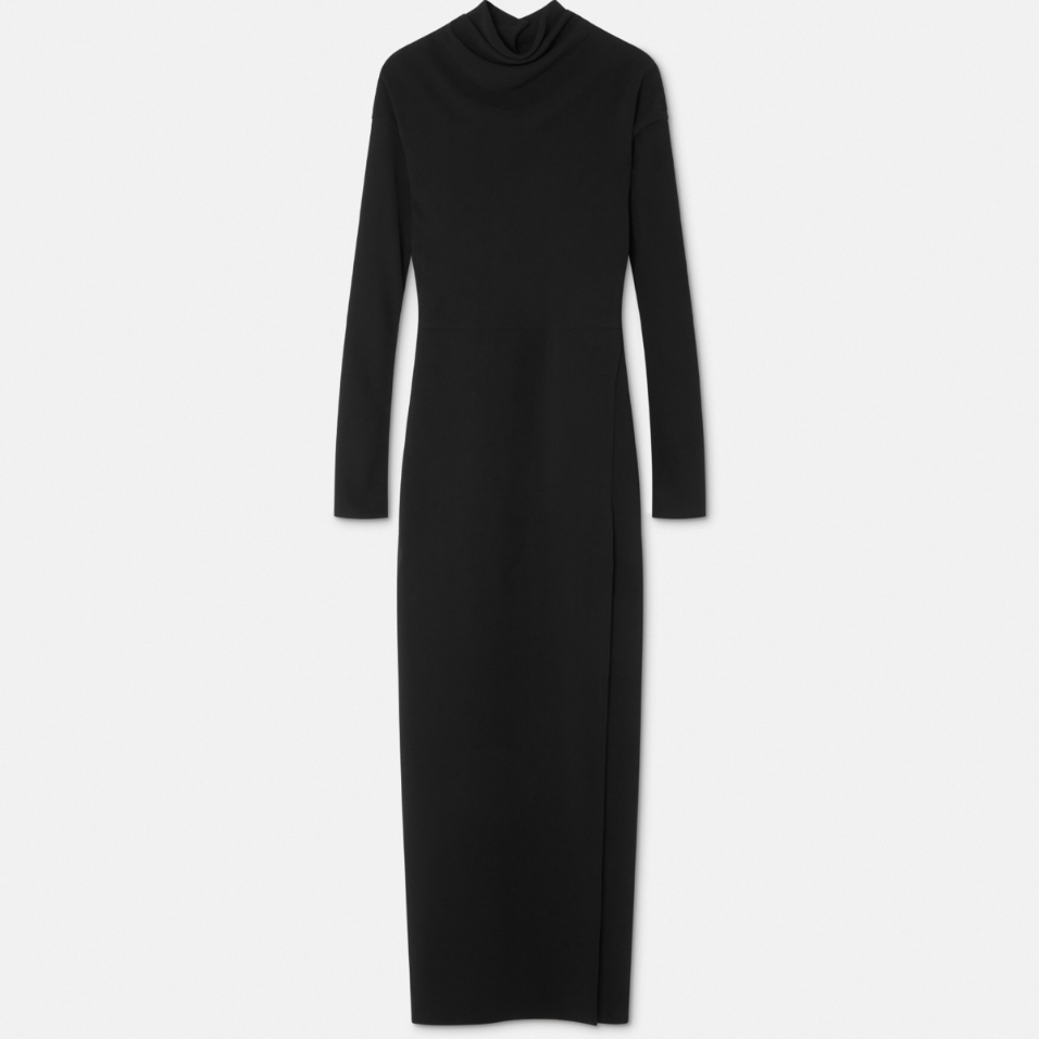 Cady Draped-Neck Slit Gown