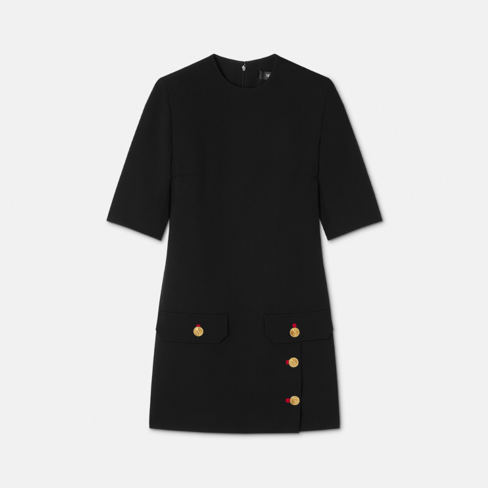 Wool Gabardine Shift Mini Dress