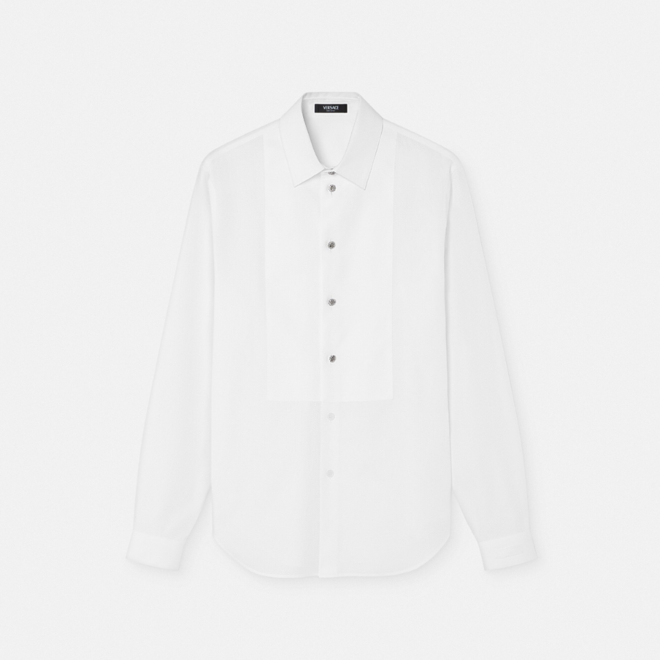 Crystal-Buttoned Piqué Formal Shirt