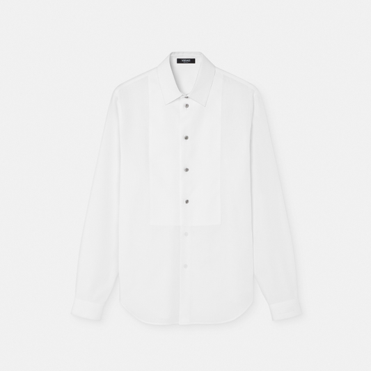 Crystal-Buttoned Piqué Formal Shirt