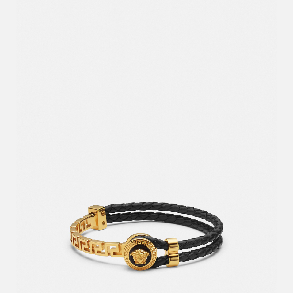 Greca Braided Leather Bracelet