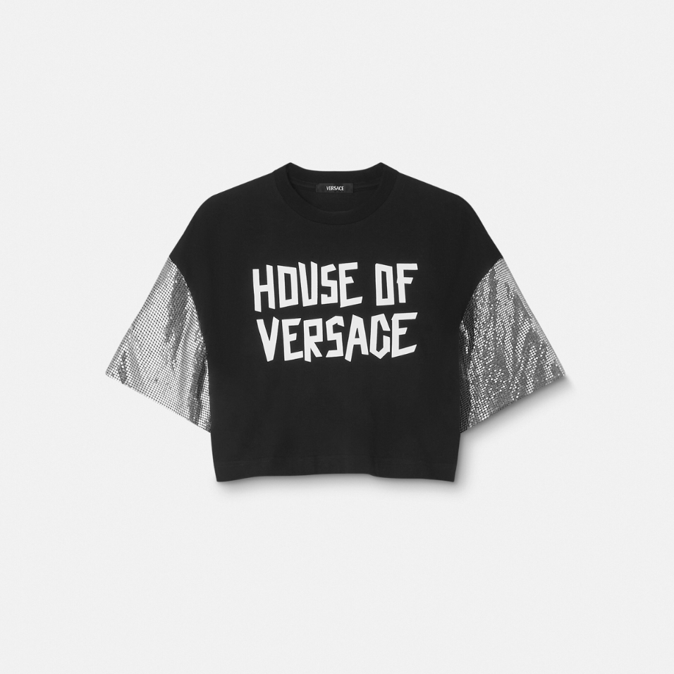 House of Versace Metal Mesh Crop T-Shirt