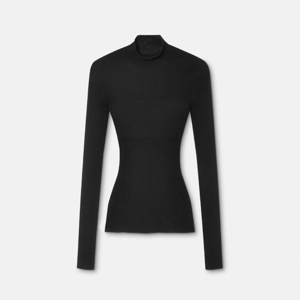 Merino Wool Fitted Ribbed Knit Top