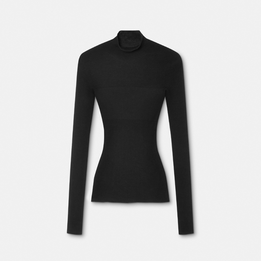 Merino Wool Fitted Ribbed Knit Top