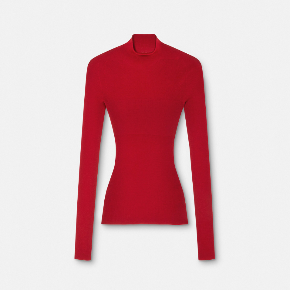 Merino Wool Fitted Ribbed Knit Top