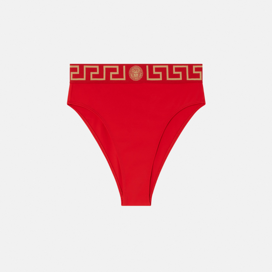 Greca Border High Waist Bikini Bottoms