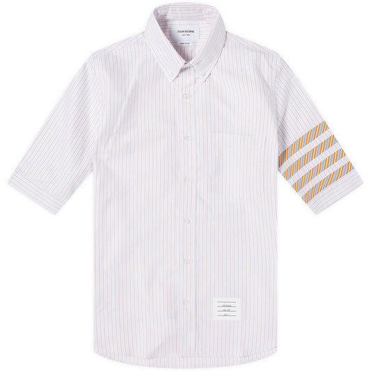 4-Bar Tricolour Short Sleeve Button Down Shirt