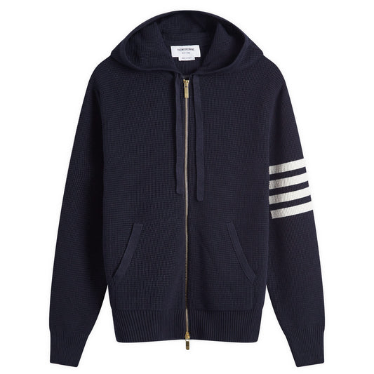 4 Bar Textured Zip Through Hoodie