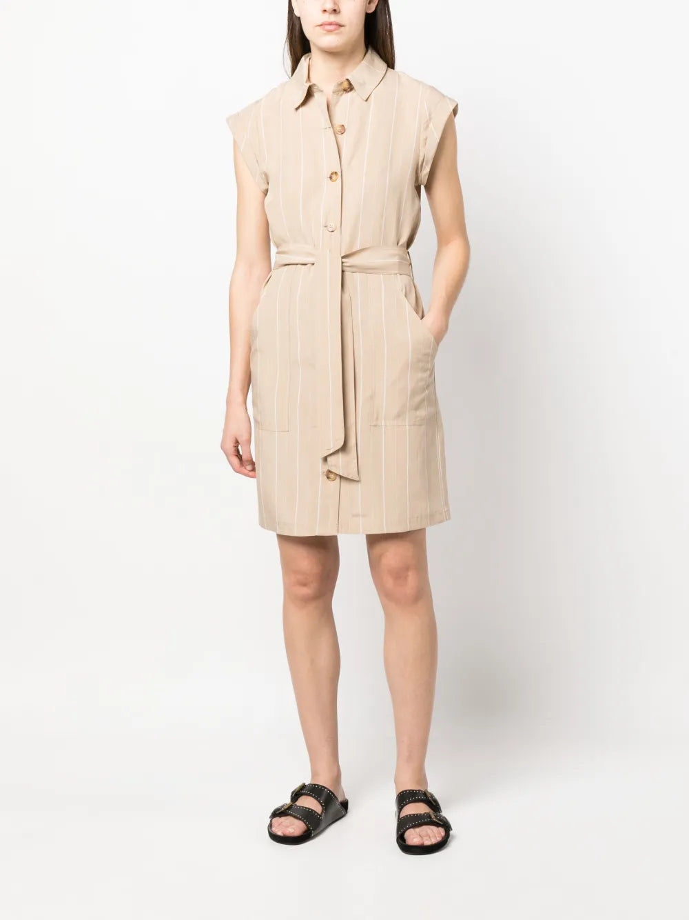 Belted-Waist Shirt Dress