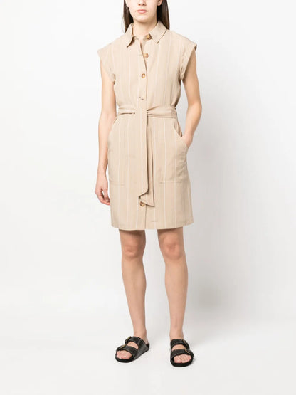Belted-Waist Shirt Dress