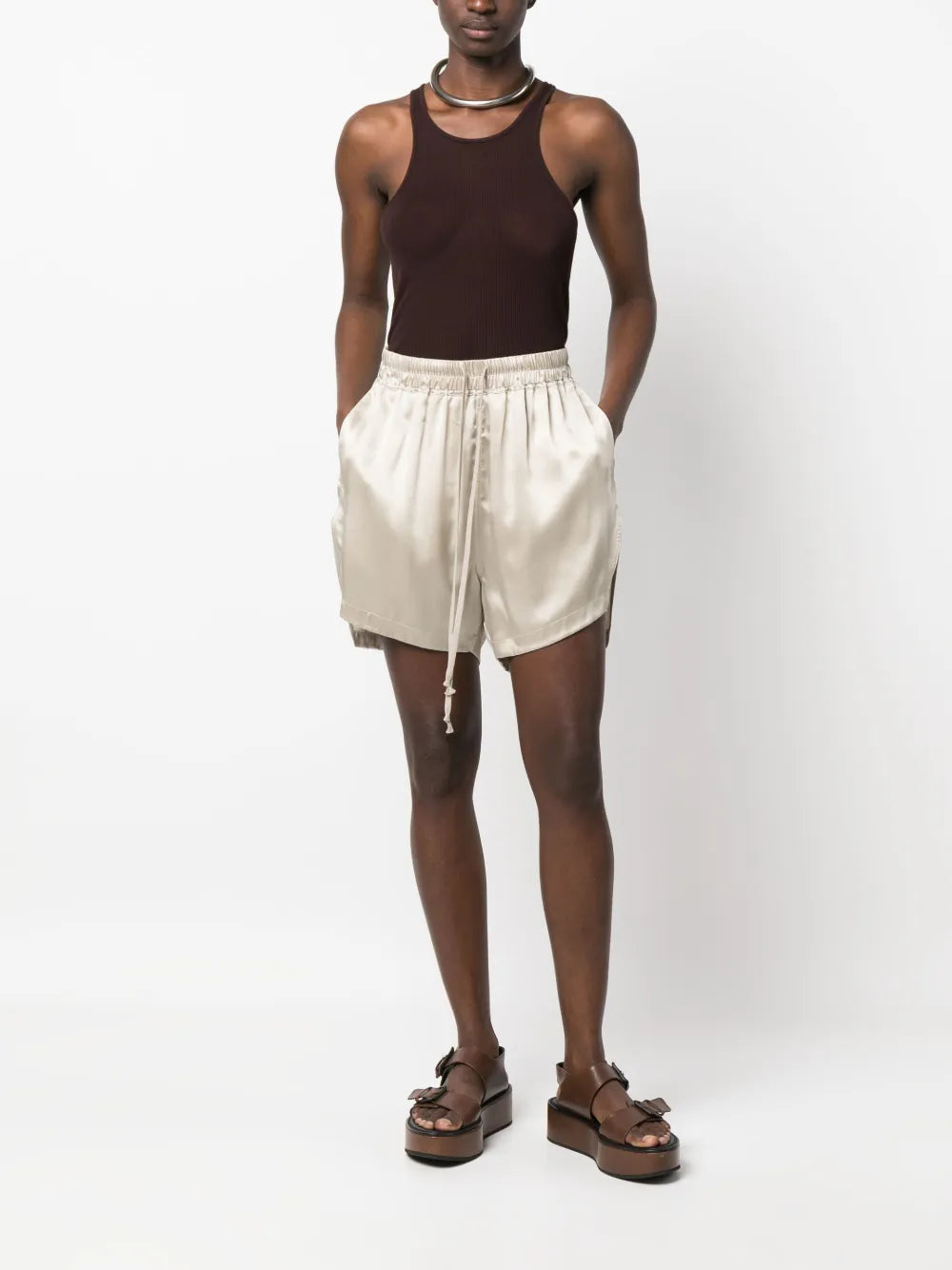 Drawstring Silk Shorts