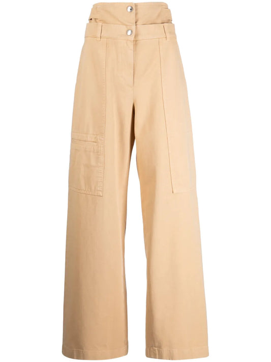 Layered-Waist Tapered Trousers