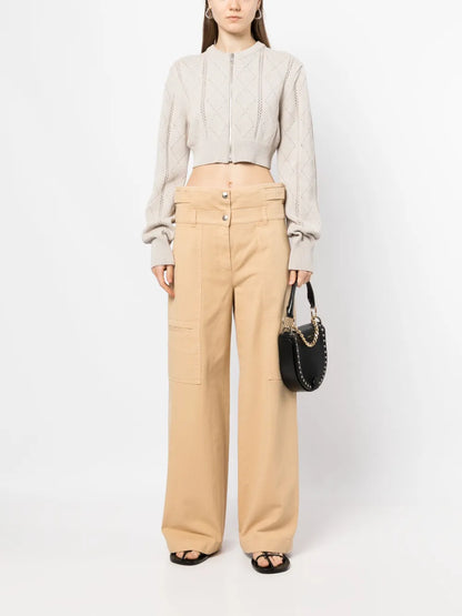 Layered-Waist Tapered Trousers