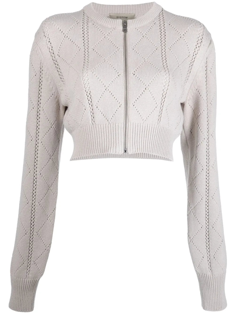 Argyle-Knit Cropped Cardigan