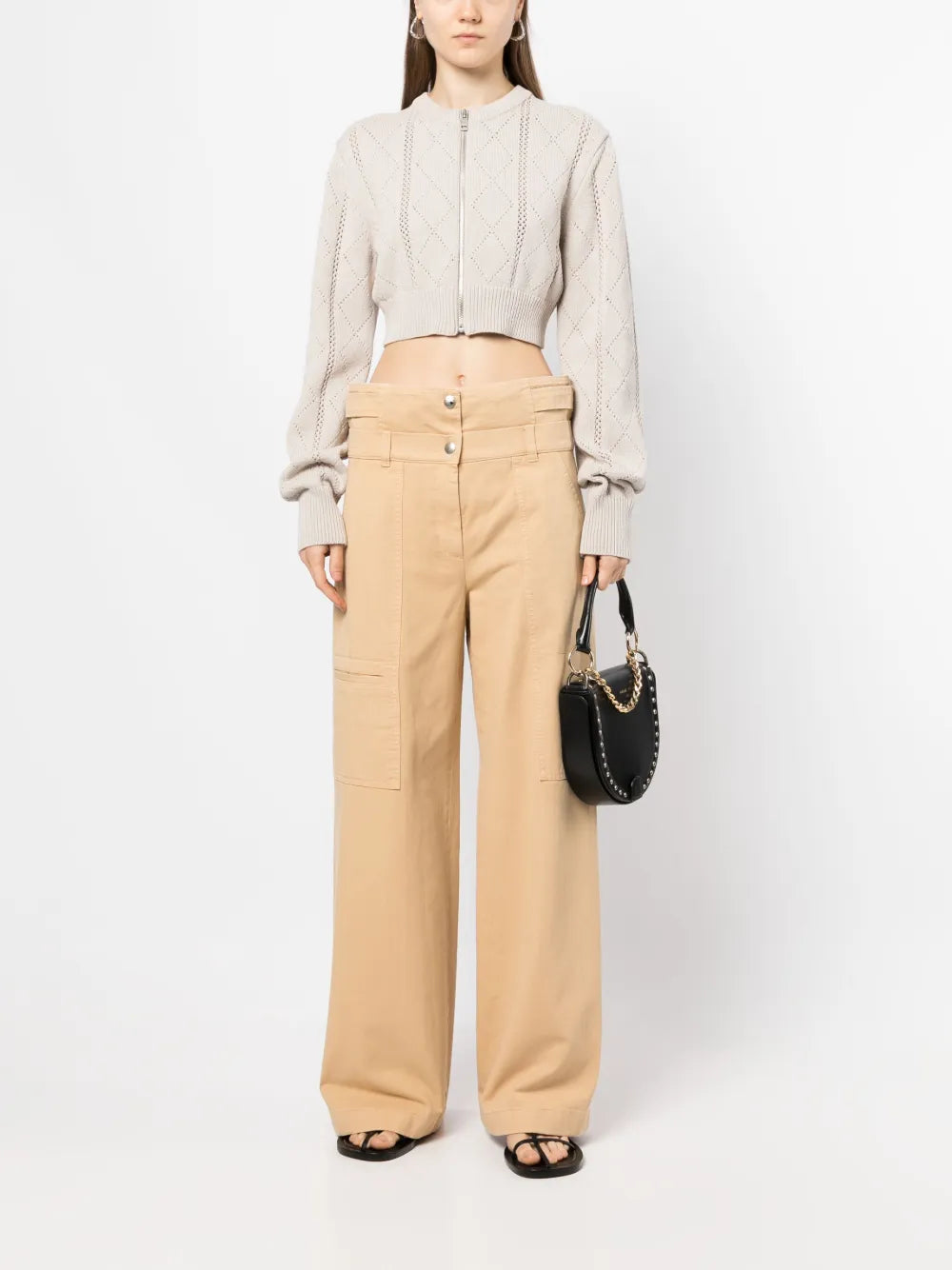 Argyle-Knit Cropped Cardigan