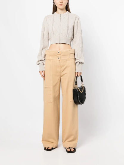 Argyle-Knit Cropped Cardigan