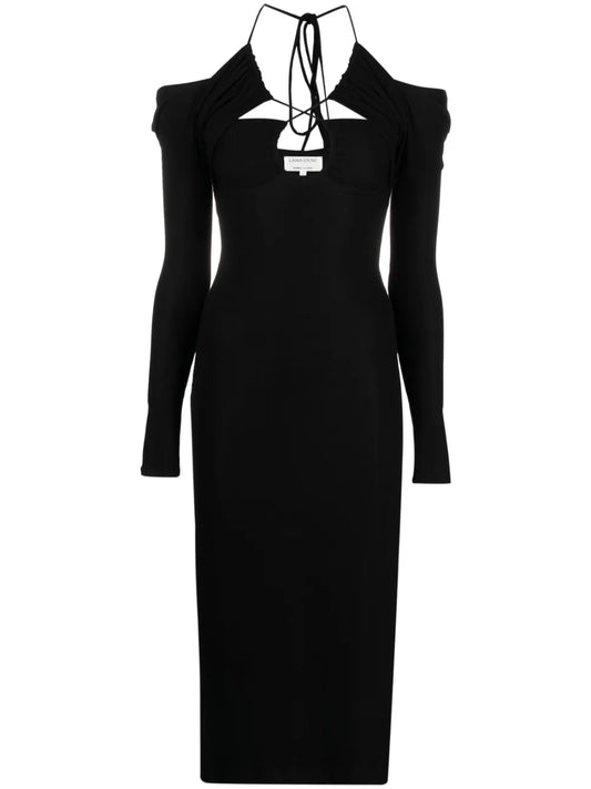 V-Neck Tie-Fastening Dress