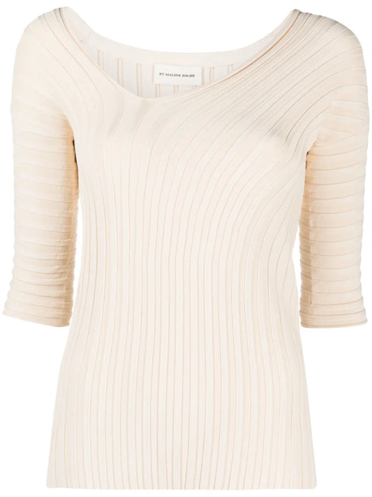 Ribbed-Knit Asymmetric Top