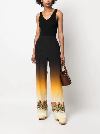 Graphic-Print Straight-Leg Trousers