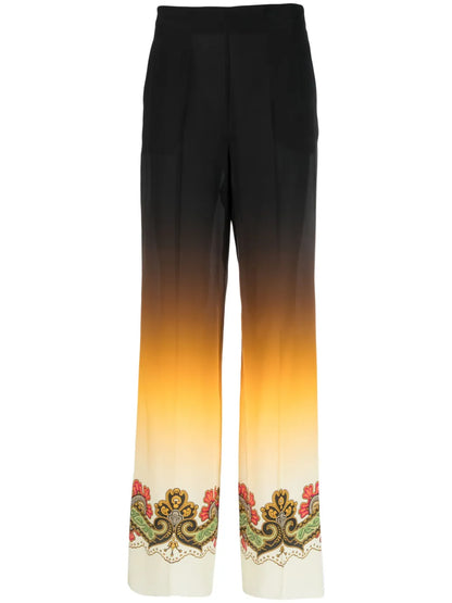 Graphic-Print Straight-Leg Trousers