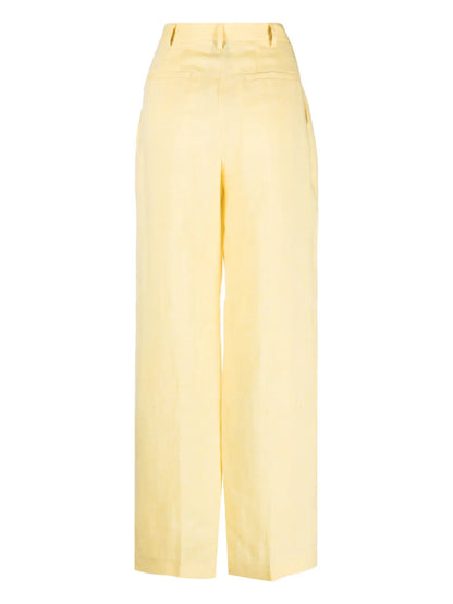 High-Waisted Straight-Leg Linen Trousers
