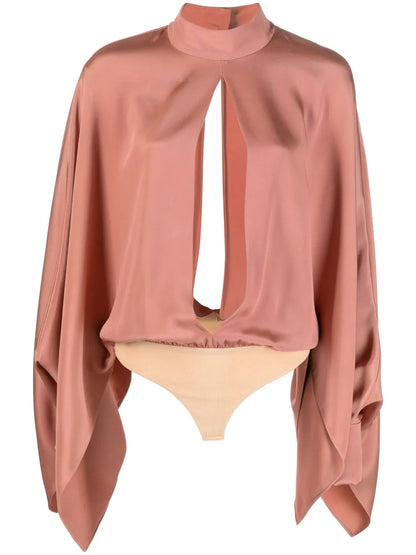 Cut-Out Wide-Sleeve Bodysuit