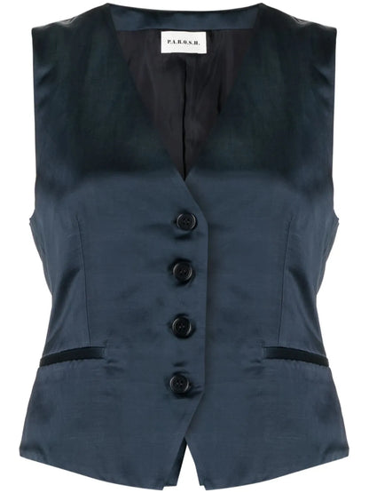 Satin-Finish Buttoned Vest